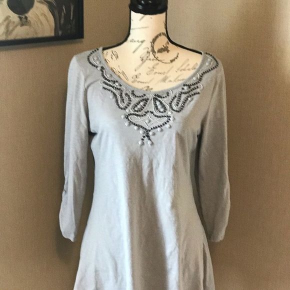 Style & Co. Tops - Style & company hi low medium gray gems collar